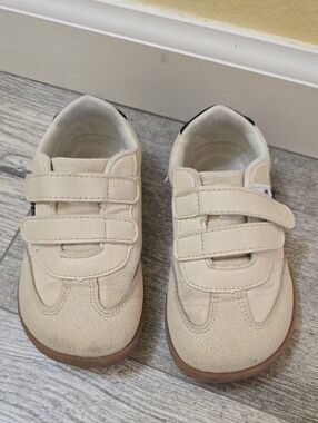 Children's Neutral Beige Velcro Sneakers - Casual Everyday Shoes